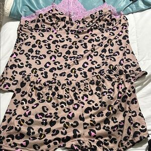 YMI Leopard Print Pajama Set with Pink Lace